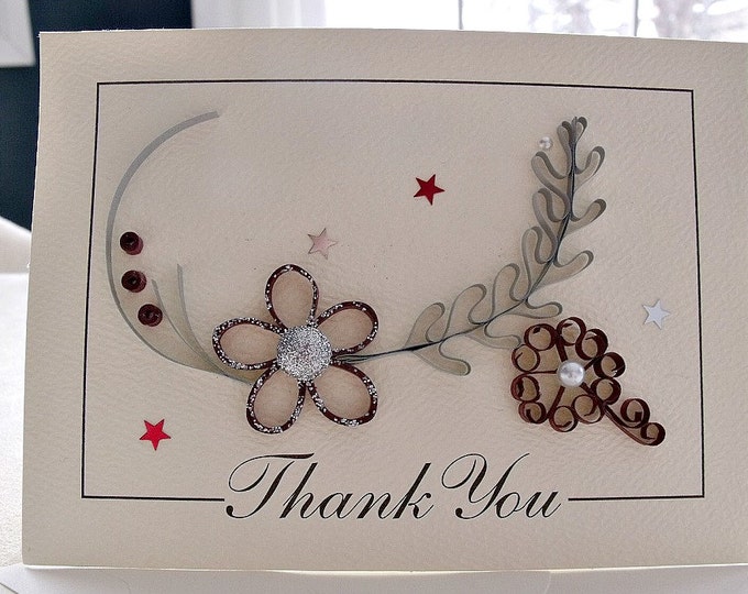 Handmade Paper Quilled Thank You Card Etsy