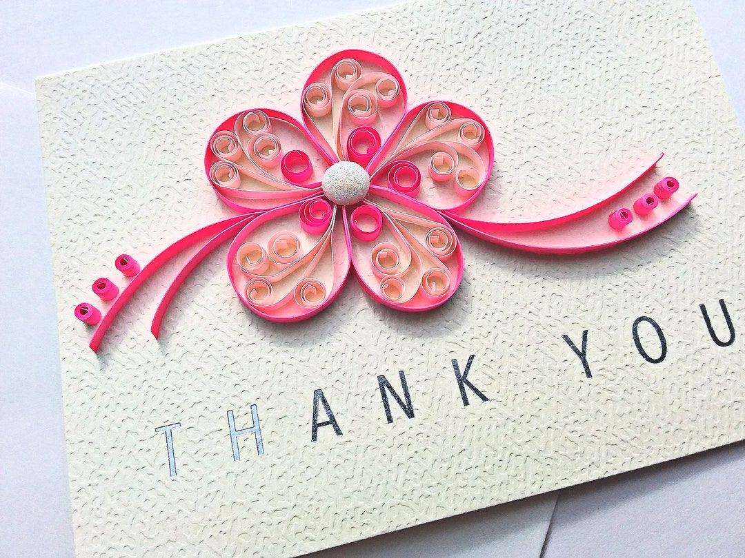 Handmade Paper Quilled Thank You Card Etsy