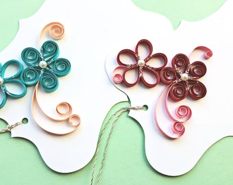 large hand made paper quilled gift tags – set of 2