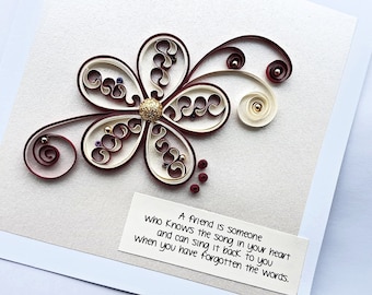 handmade paper quilled friendship greeting card –  for a special friend