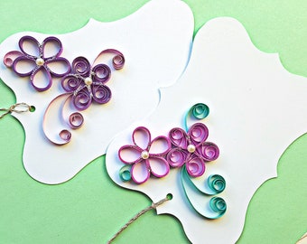 large hand made paper quilled gift tags – set of 2