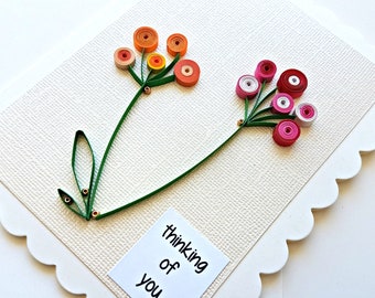 handmade paper quilled all occasion or friendship greeting card – thinking of you