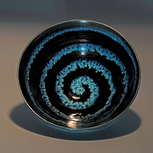 Handmade Ceramic Spiral Bowl Glossy Black Dessert Salad Serving Bowl Artisan Pottery Dinnerware Unique Pottery Gift - PICK SIZE