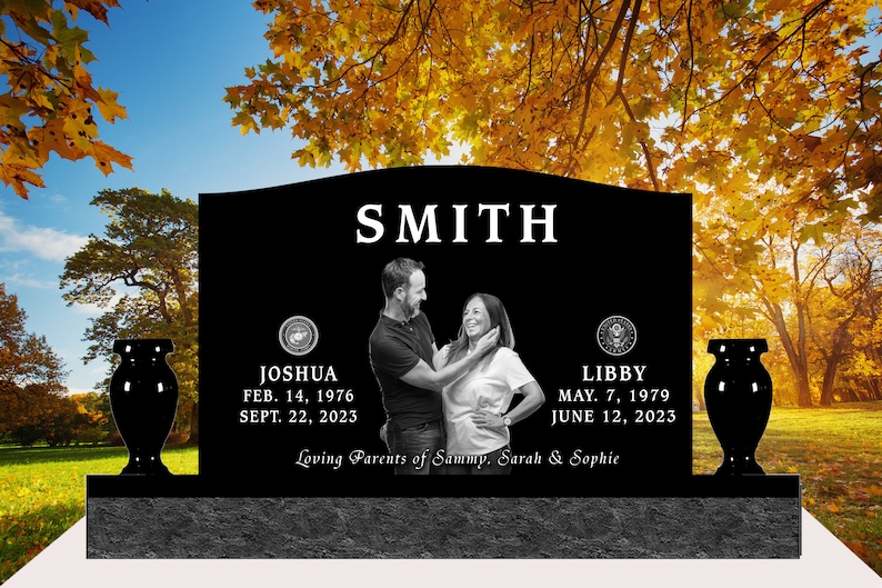 Black Granite Headstone Monument 36x6x24 All Polished on a 48x12x6
