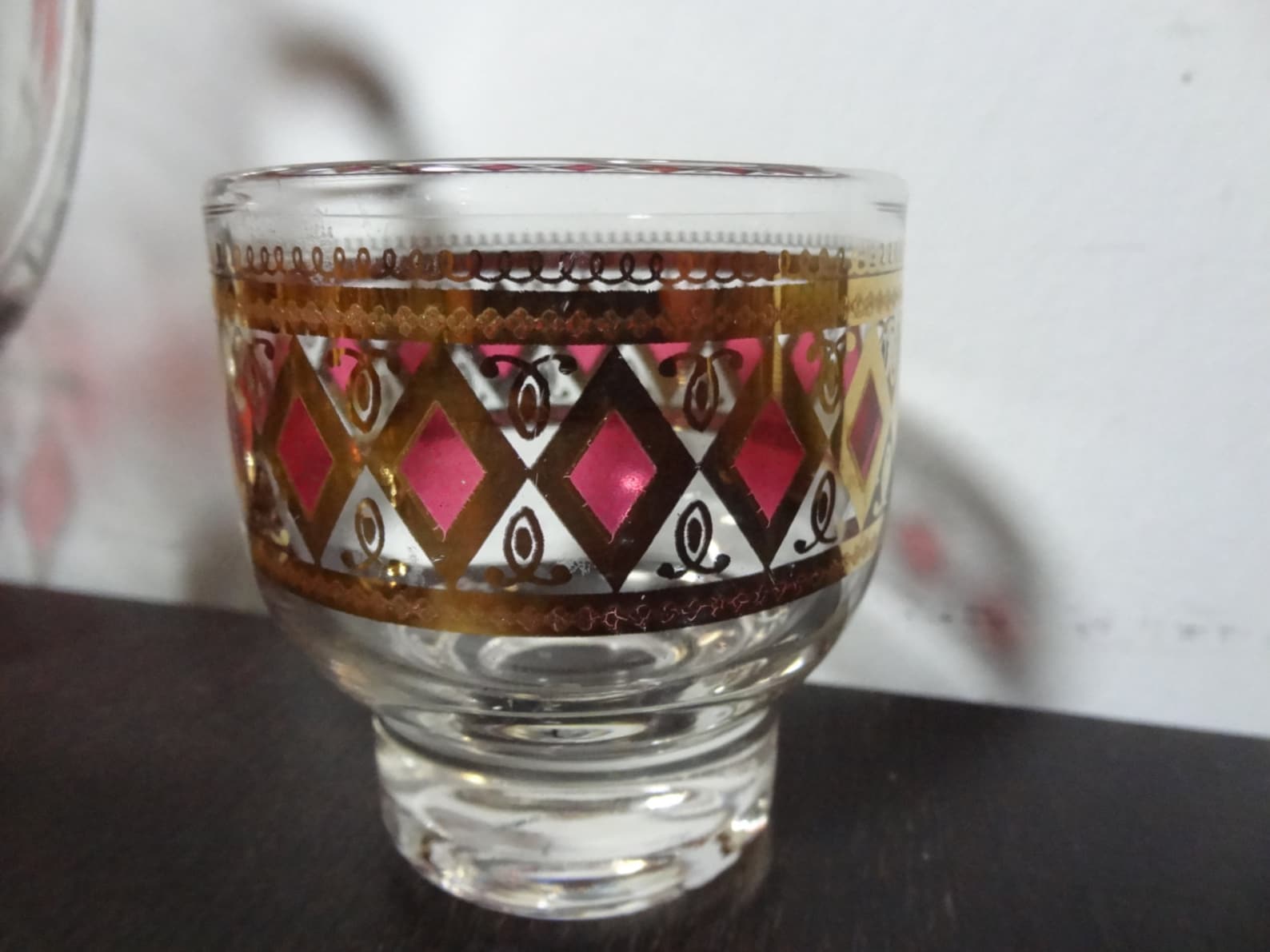 Vintage West Virginia Glass Co. Pink and Gold Diamond and Etsy