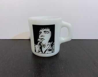 Vintage Galaxy Milk Glass Elvis and Memphis Skyline Coffee Mug - 1970s - Rare