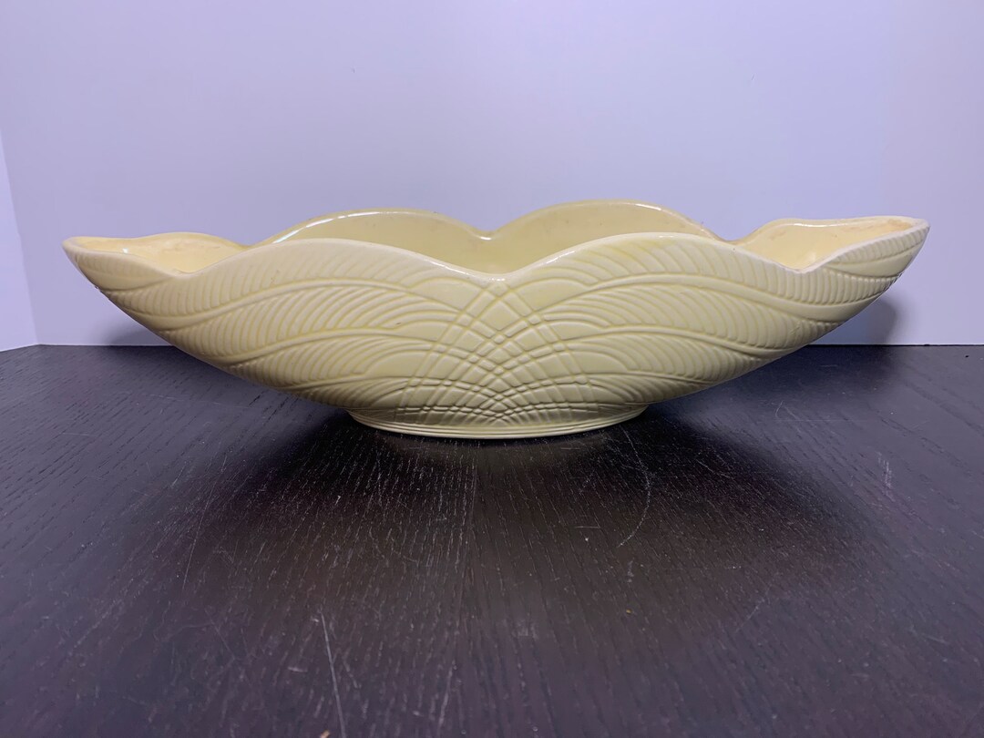 Vintage Kenwood Pottery Yellow Oblong Planter With Unique Design and