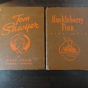 Vintage Huckleberry Finn and Tom Sawyer Set of 2 Books by Mark Twain - Copyright 1941