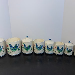 Vintage Rare Lefton Bluebird Ceramic Canister Set - Set of 8 Canisters With and Without Lids