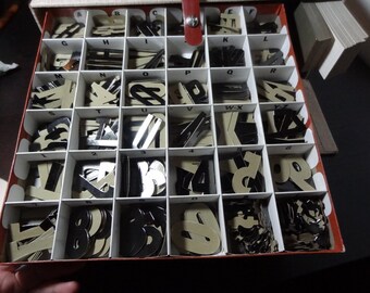 Vintage Demco Library Supplies - Black Laminated Letters and Numbers - 3 Sizes, and Graphed Card Stock Sheets - Sign or Label Supplies