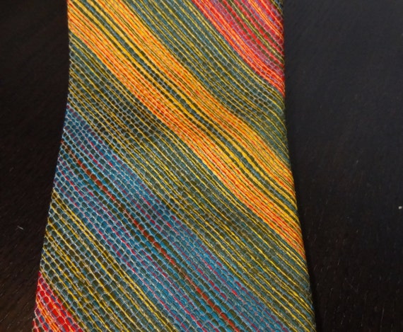 Vintage Men's Fabrini Multi Colored Striped Neckt… - image 2