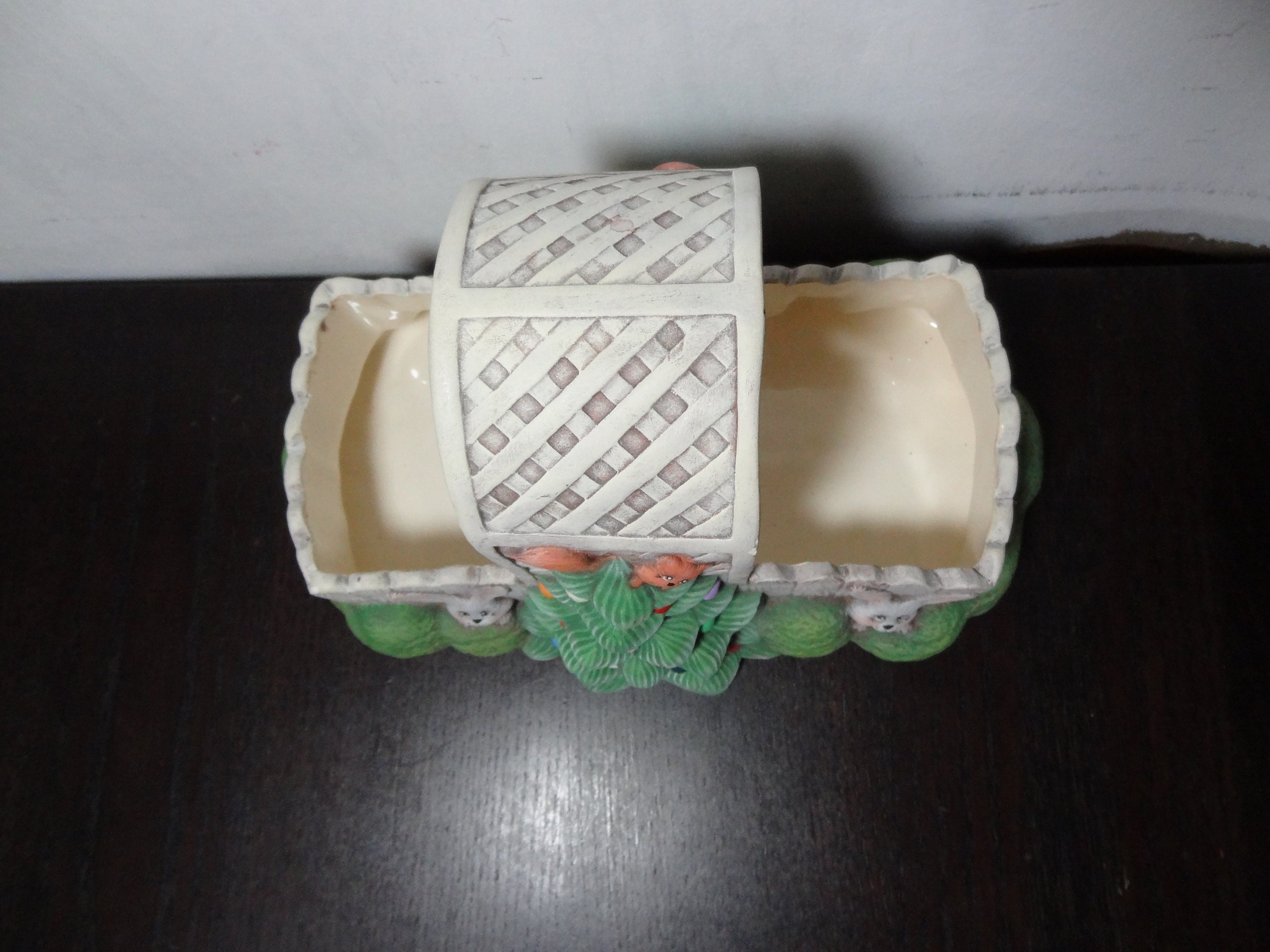 Vintage Hand Painted Ceramic Christmas Basket With Handle and Etsy