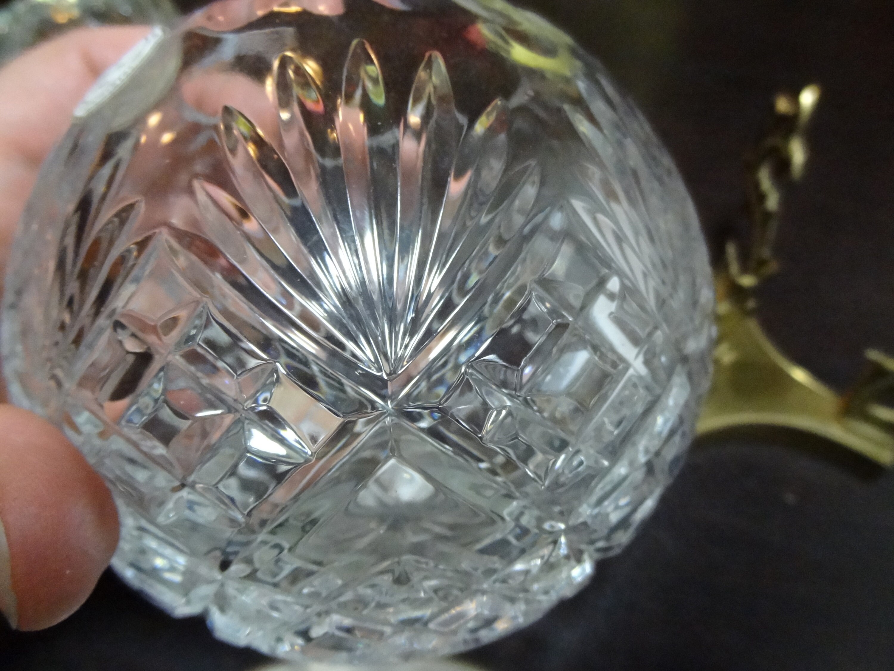 Vintage Lead Crystal Round Candle Holder with Ornate Brass Etsy Nederland