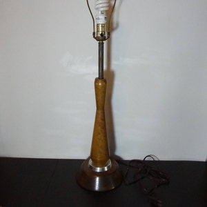 Vintage Danish Style Tapered Wood Lamp - Mid Century Modern