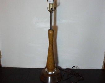 Vintage Danish Style Tapered Wood Lamp - Mid Century Modern