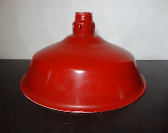 Vintage Large Industrial Red Enamel Metal 17" Lamp Shade - Warehouse/Workshop/Farmhouse Style Lamp Shade - 6 Available - Sold Individually