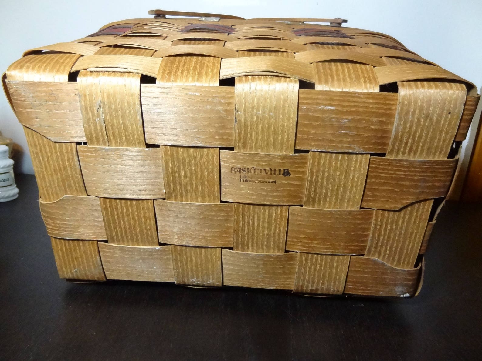 Vintage Handwoven Basketville Picnic Basket With Stripes and Etsy