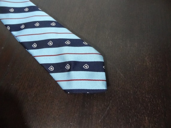 Vintage Men's Polyester Light Blue Necktie With Navy Blue | Etsy