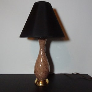 Vintage Dusty Pink and Gold Ceramic Table Lamp - Hollywood Regency - Shade Not Included
