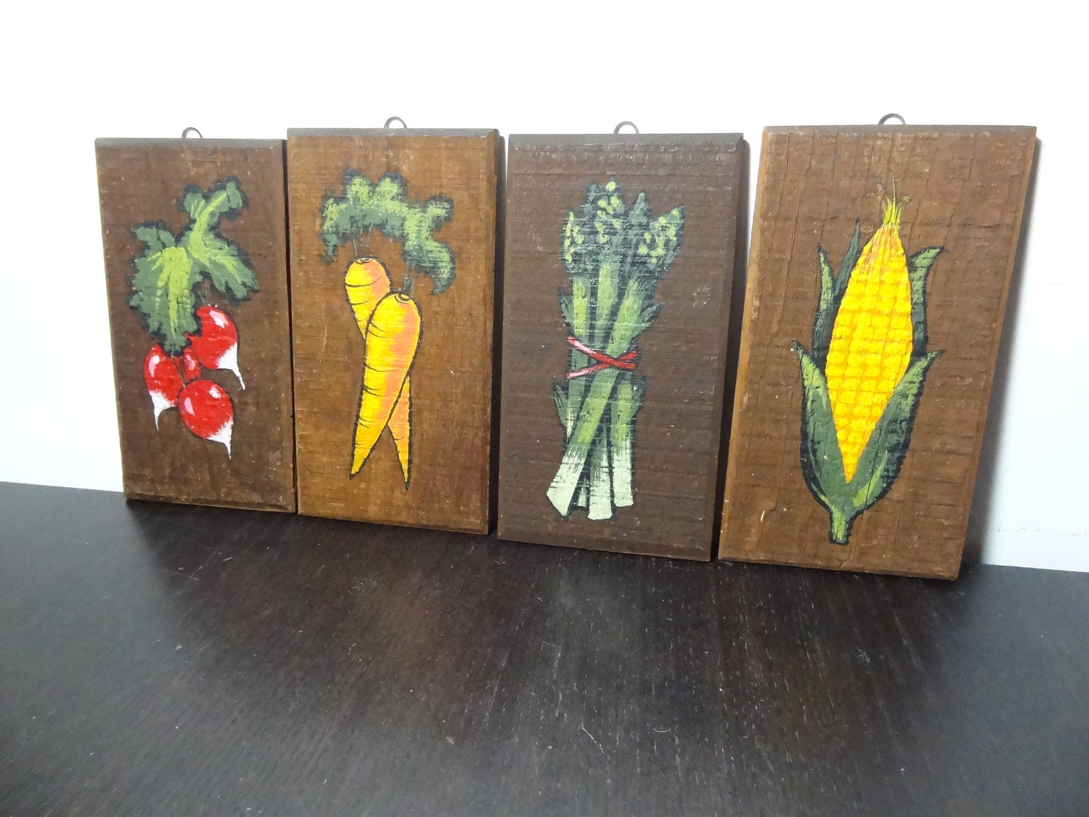 Vintage Wooden Hand Painted Vegetable Wall Plaques/Wall Etsy