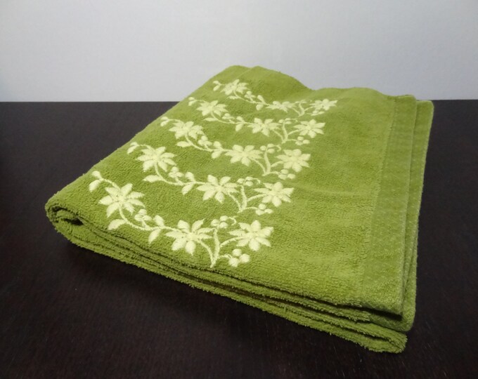 Vintage Retro Dundee Bath Towel Avocado Green With Light Etsy