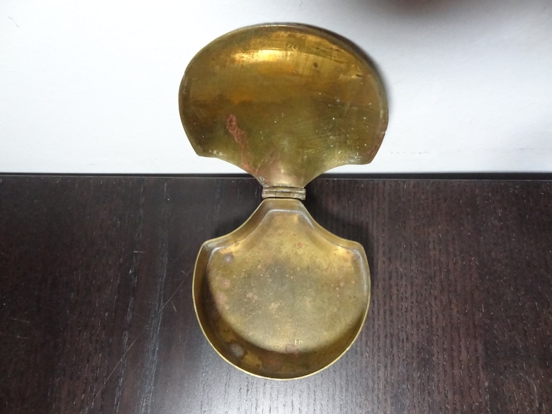 Vintage Brass Clam Shell Shaped Hinged Jewelry Box Etsy UK