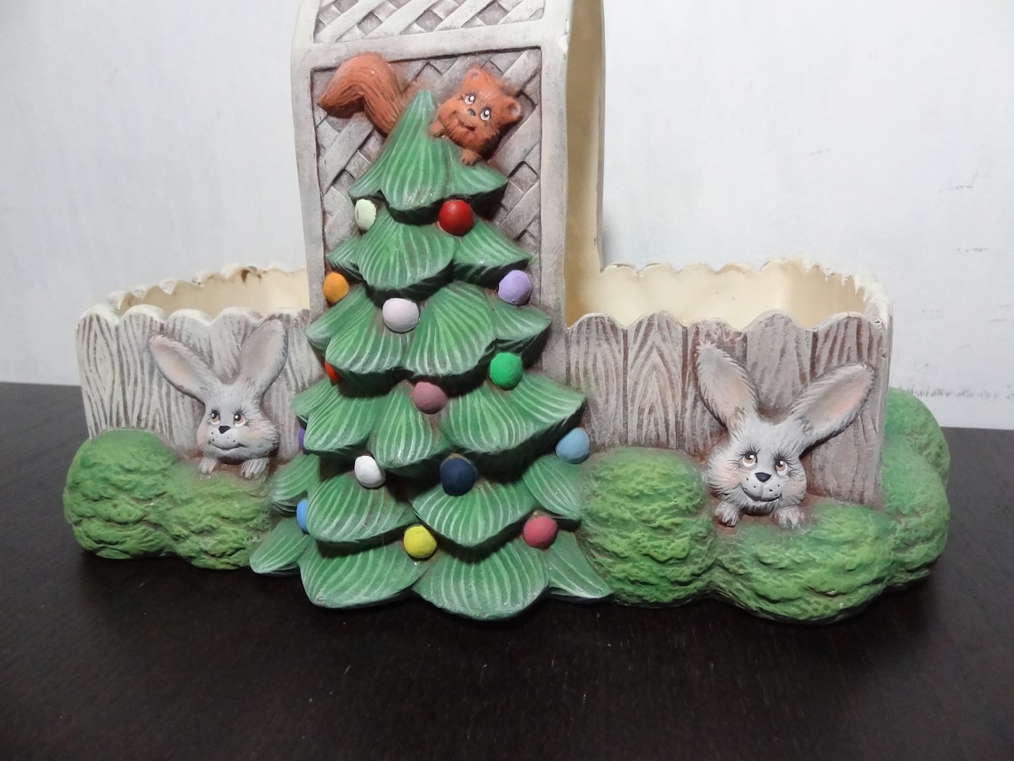 Vintage Hand Painted Ceramic Christmas Basket With Handle and Etsy