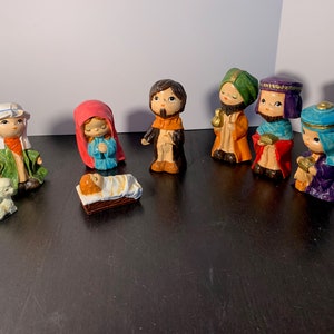 Vintage Nativity Figurines Set of 8 Chalkware Nativity Figurines - Christmas Nativity Figurines - Made in Korea