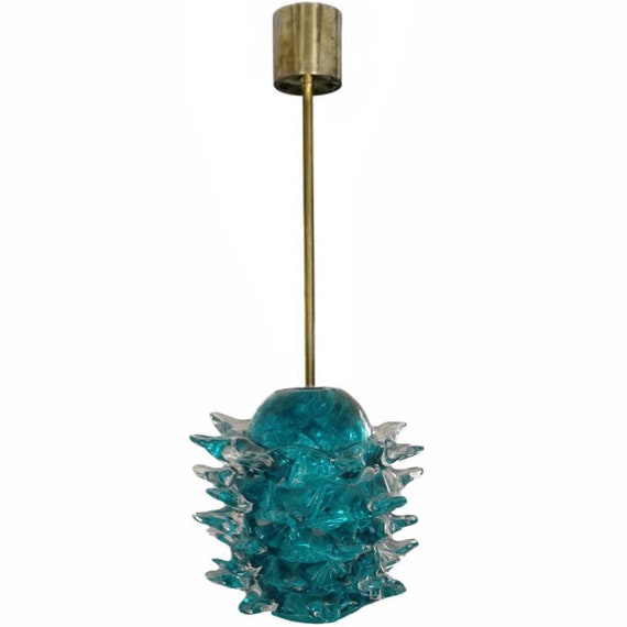 Murano Glass Pendant Light Suspension With Deep Blue Turquoise - Murano Glass Pendants Lights Murano Glass Pendant Light Suspension With Deep Blue Turquoise - Murano Glass Pendants Lights