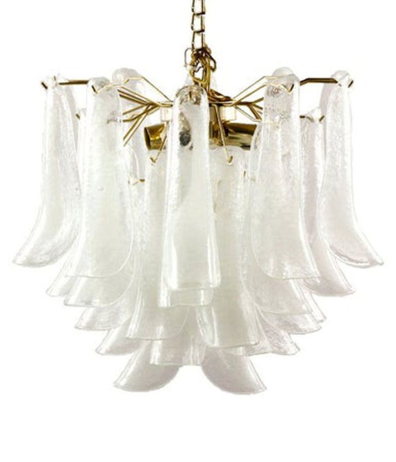 1970s Merano Glass Feather Chandelier 1970s Merano Glass Feather Chandelier