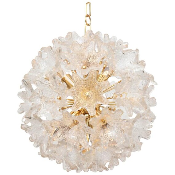 Mid Century Murano Glass Flower Sputnik Chandelier Etsy