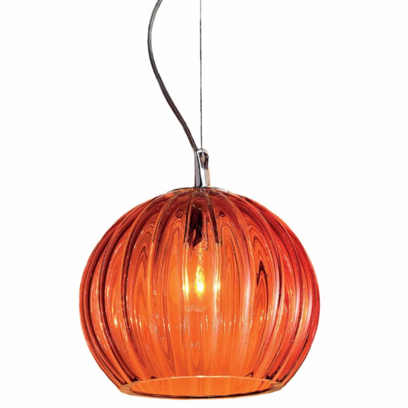 Murano Glass Orange Pendant Light Etsy UK