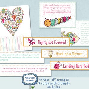 journal prompts printable set, colorful cards and titles