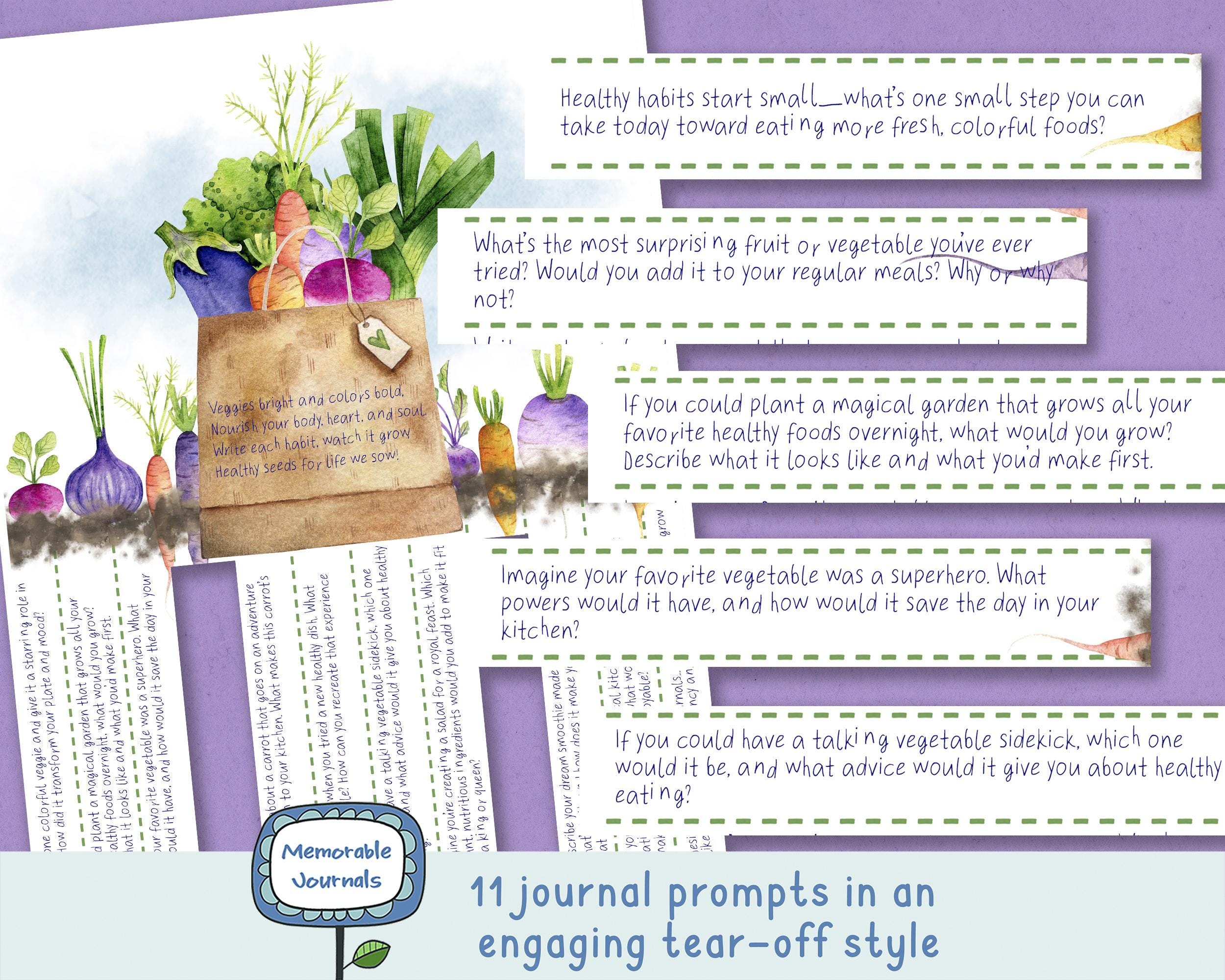 Healthy Eating Journal Prompts Printable. Reflective, Whimsical Prompts ...