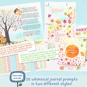 Herbst Journal fordert zum Ausdrucken auf. Wunderliche kreative Schreibanregungen für Ihre Herbstinspiration! Karten enthalten, um Glanz auf Ihre Seiten hinzuzufügen!
