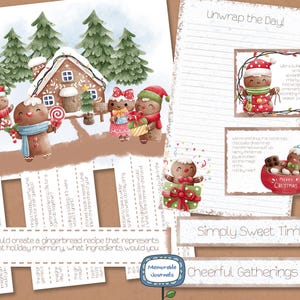 Winter Journal fordert zum Ausdrucken auf. Lebkuchen Journal Wörter & fröhliche Karten. Niedliche To do-Listen machen die Urlaubsaufgaben lustiger!