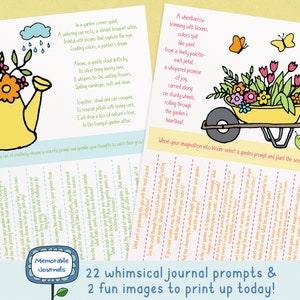 Wunderlicher Blumengarten zum Ausdrucken, kreatives Schreiben mit Bildern, Journaling Inspiration, Tear-off Stil, US Letter Size PDF