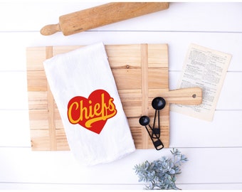 Kansas City Chiefs Heart Kitchen Towel, 100% Cotton