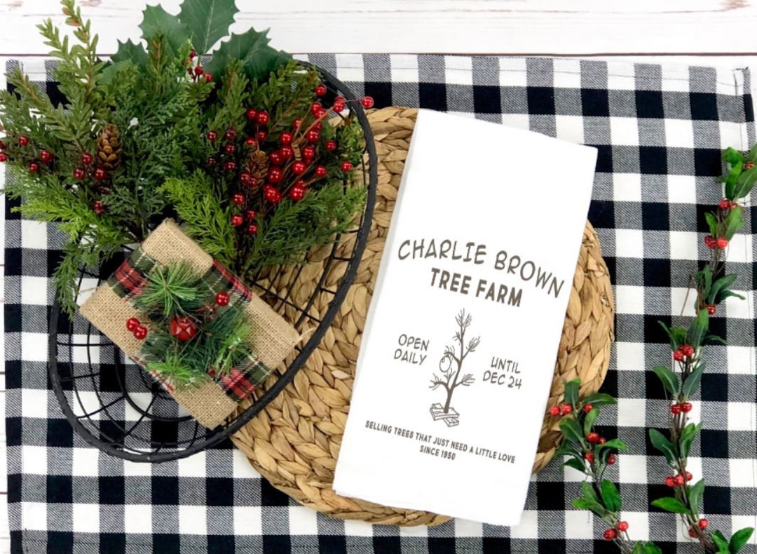 Charlie Brown Christmas Tree Farm Holiday Flour Sack Towel / Tea Towel