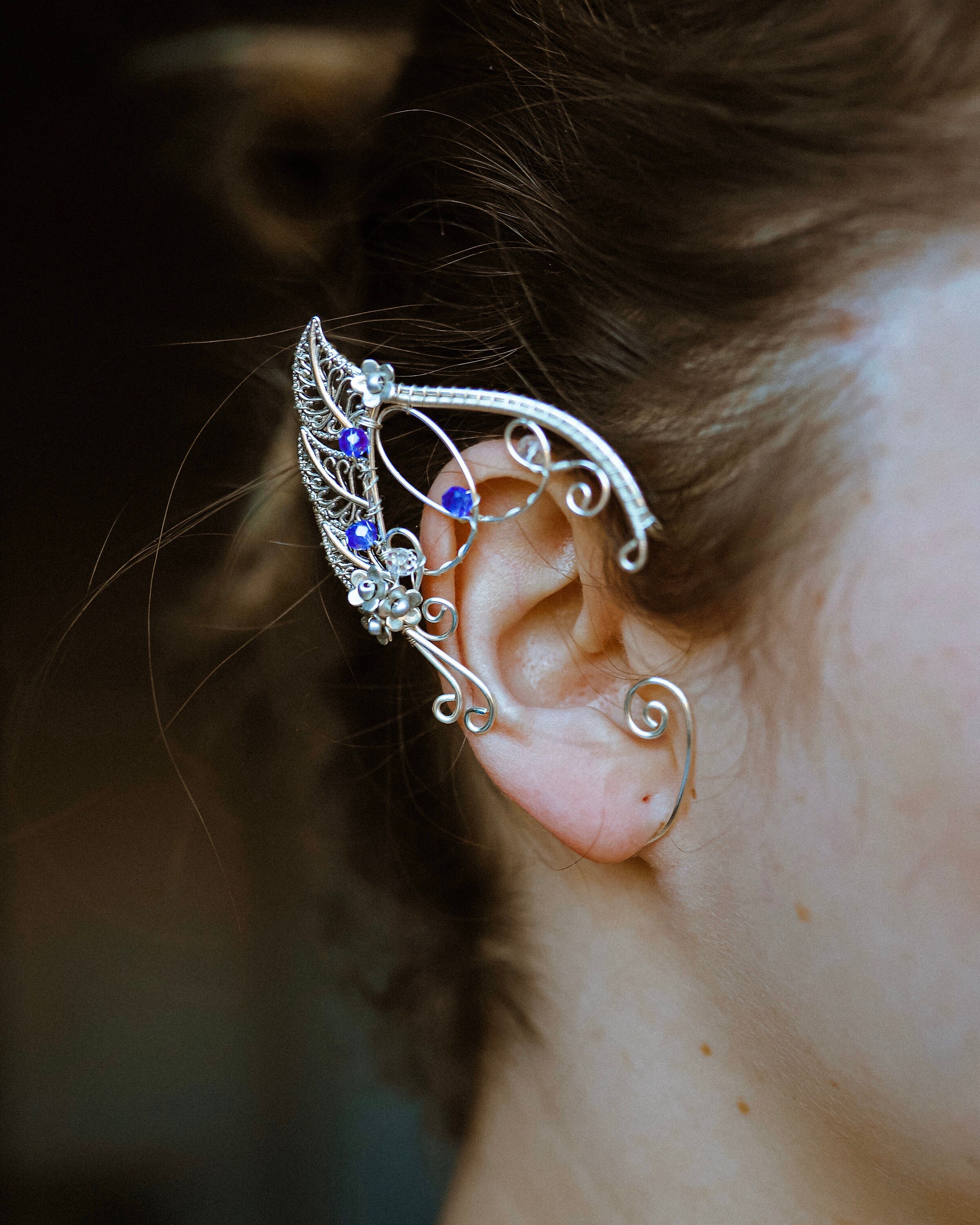 Blue Elf Ears Ear Cuffs Black Elven Ear Cuff Boho Jewelry Etsy Canada