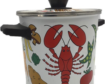 Green Enamel Steamer Pasta Cooker Stockpot Vintage Cookware Etsy