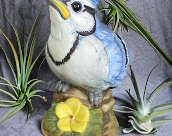 Vintage Andrea by Sadek Porcelain Blue Jay Bird Figurine 4" #6350