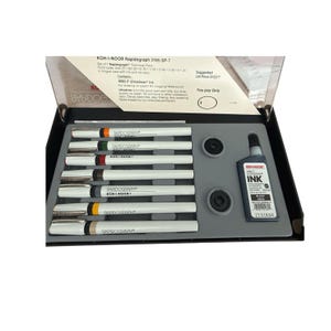 Koh-I-Noor Rapidograph 3165-SP-7 Technical Pen Set 7 Pens + Ink Case VTG
