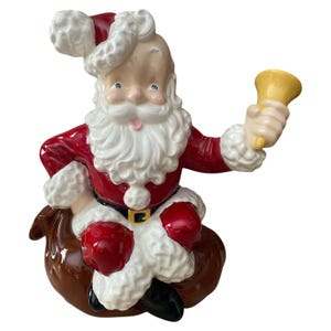 Vintage Atlantic Mold Santa Music Box: Ceramic Jingle Bells Figurine