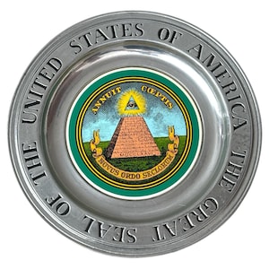 Wilton RWP Pewter Plate 11&quot; Great Seal of the USA, United States of America Wall Decor, Vintage Patriotic Collector Plate