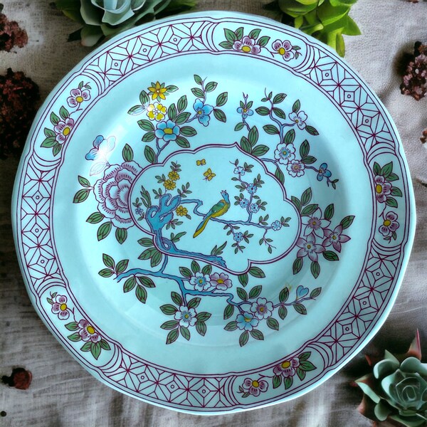 Adams Ironstone Calyx Ware "Singapore Bird"  8 1/4" Salad Plate