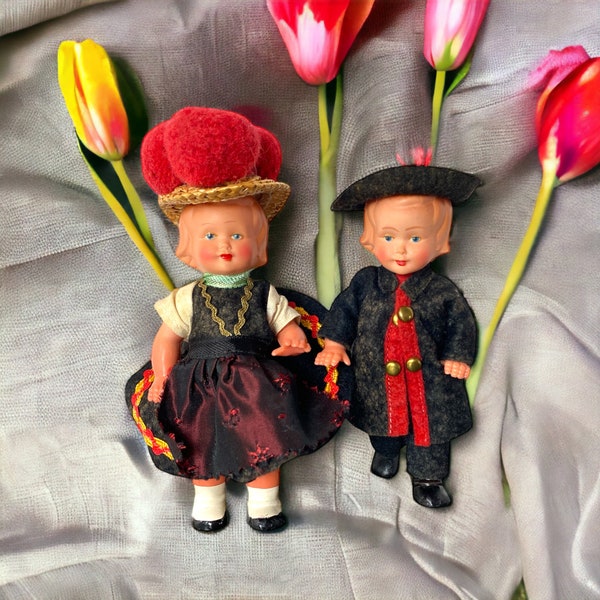 Vintage German Sweetheart Dolls Celluloid movable arms and legs,  4 inch