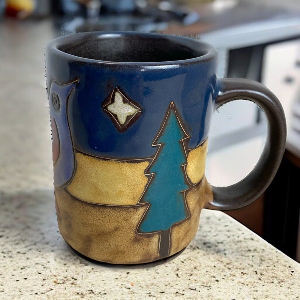 Design by Mara Mexico Red Blue Birds Stoneware Mug 16 oz. Great Glaze Lovely Gift