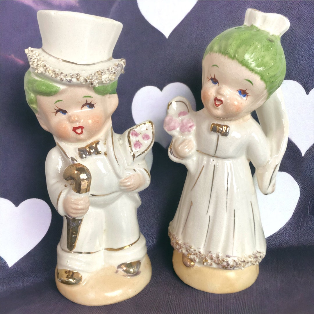 Vintage Bride and Groom Salt and Pepper Shakers Wedding Etsy
