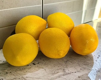 Realistic Artificial Fruit Lot of 5 Lemons Still Life Staging Kitchen Decor